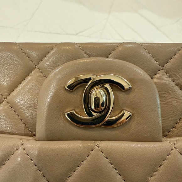 Chanel Beige Quilted Leather Bag